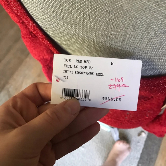 NWT Intermix Ronny Kobo Red Puff Sleeve Sweater, medium - Picture 7 of 8